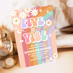 Invitation Carton d'invitation d'anniversaire Retro Rainbow D