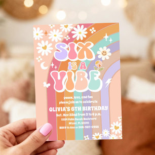 Invitation Carton d'invitation d'anniversaire Retro Rainbow D