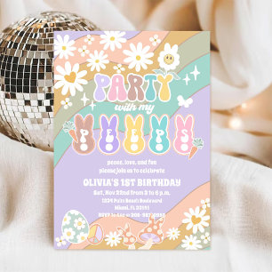 Invitation Carton d'invitation d'anniversaire Retro Rainbow P