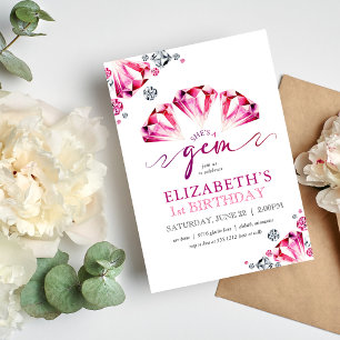Invitation Carton d'invitation d'anniversaire Rubis Aquarelle