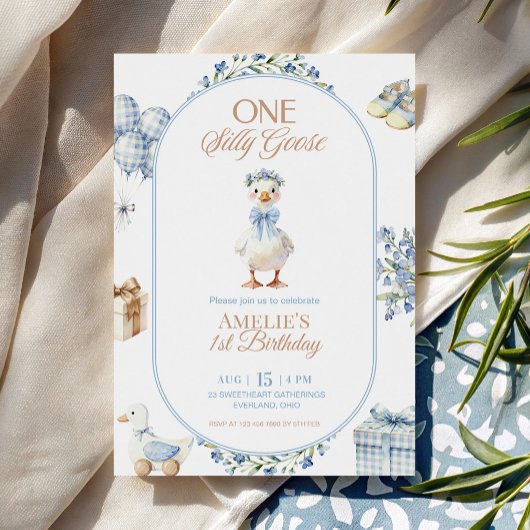 Invitation Carton d'invitation d'anniversaire Silly Goose à f