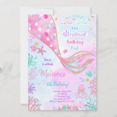 Invitation Carton d'invitation d'anniversaire sirène aquarell (Devant)