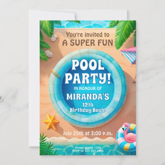 Invitation Carton d'invitation d'anniversaire Super Fun Flami (Devant)