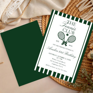 Invitation Carton d'invitation d'anniversaire Tennis Green Bo