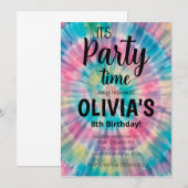 Invitation Carton d'invitation d'anniversaire Tie Dye Arc-en- (Devant / Derrière)