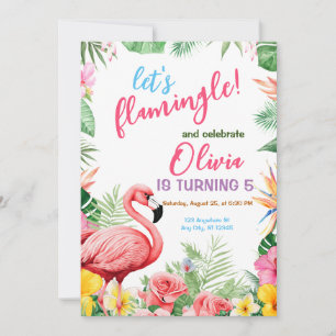 Invitation Carton d'invitation d'anniversaire tropical flaman