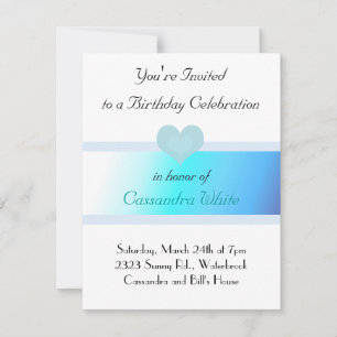 Invitation Carton d'invitation d'anniversaire turquoise et bl