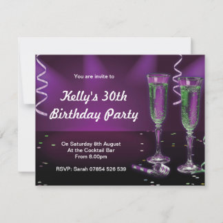 Invitation Carton d'invitation d'anniversaire Verres à Champa