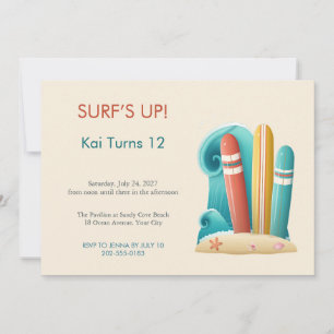 Invitation Carton d'invitation d'anniversaire Vintage Surfboa