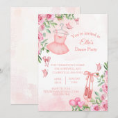 Invitation Carton d'invitation Danse de ballerine rose (Devant / Derrière)