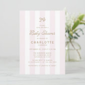 Invitation Carton d'invitation de baby shower à rayures audac (Debout devant)