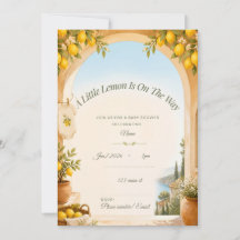 Carton d'invitation de Baby Shower au Citron Médit