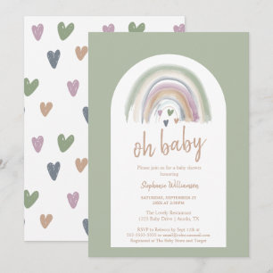Invitation Carton d'invitation de Baby Shower Bohème Vert Sau