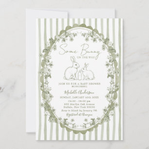 Invitation Carton d'invitation de baby shower lapin vert saug