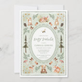 Invitation Carton d'invitation de baby shower Vert Sauge Forê (Devant)