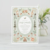 Invitation Carton d'invitation de baby shower Vert Sauge Forê (Debout devant)