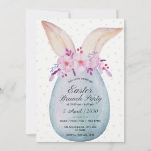 Invitation Carton d'invitation de brunch lapin de Pâques aqua