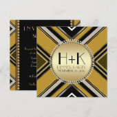 Invitation Carton d'invitation de dîner Art déco Or et Vert o (Devant / Derrière)