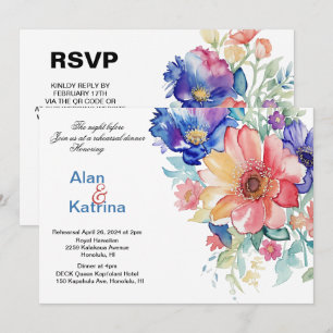Invitation Carton d'invitation de dîner de répétition floral