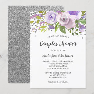 Invitation Carton d'invitation de douche de couple floral vio