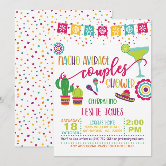 Invitation Carton d'invitation de douche de couple moyen Nach (Devant / Derrière)