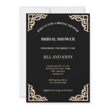 Carton d'invitation de douche de mariage noir Art 