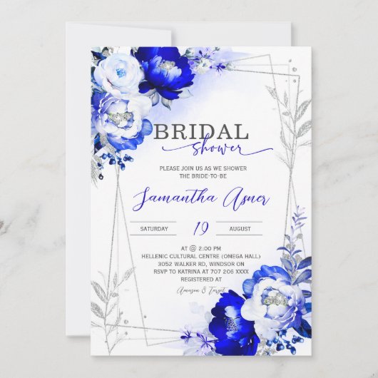 Invitation Carton d'invitation de douche de mariage Royal Blu (Devant)