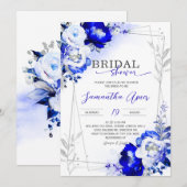 Invitation Carton d'invitation de douche de mariage Royal Blu (Devant / Derrière)