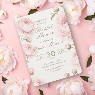 Invitation Carton d'invitation de douche de mariée aux pivoin