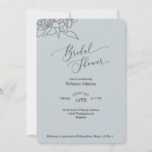 Invitation Carton d'invitation de douche de mariée bleu pouss
