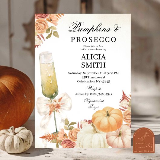 Invitation Carton d'invitation de douche de mariée Bow Pumpki