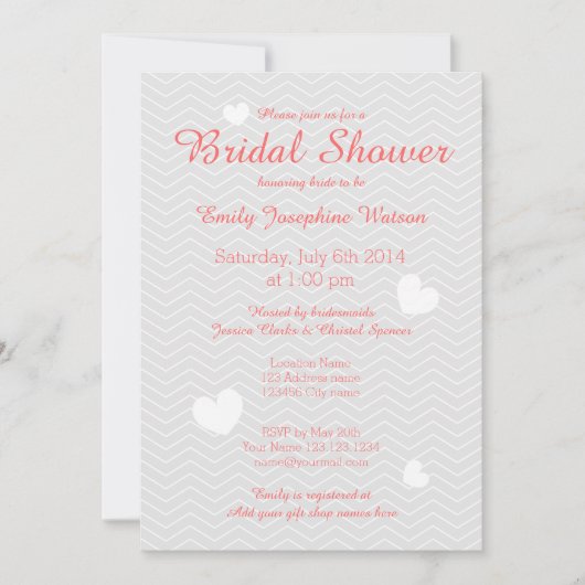 Invitation Carton d'invitation de douche de mariée chevron co (Devant)