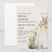 Invitation Carton d'invitation de douche de mariée de robe de (Devant / Derrière)