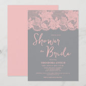 Invitation Carton d'invitation de douche de mariée en dentell (Devant / Derrière)