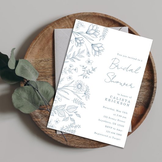 Invitation Carton d'invitation de douche de mariée en toile d