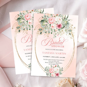 Invitation Carton d'invitation de douche de mariée floral ros