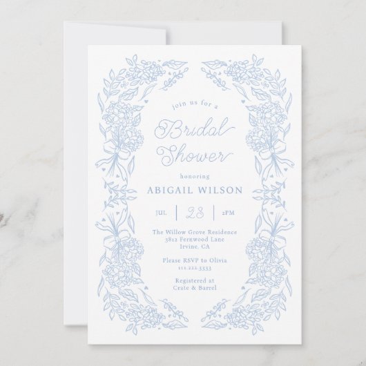 Invitation Carton d'invitation de douche de mariée Hydrangea (Devant)
