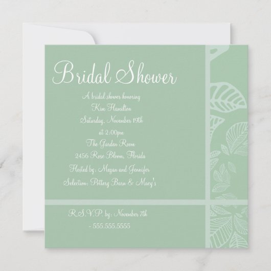 Invitation Carton d'invitation de douche de mariée Mint & Whi (Devant)