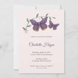 Invitation Carton d'invitation de douche de mariée papillon a