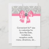 Invitation Carton d'invitation de fête à motif damassé gris r (Dos)