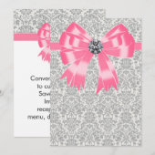 Invitation Carton d'invitation de fête à motif damassé gris r (Devant / Derrière)