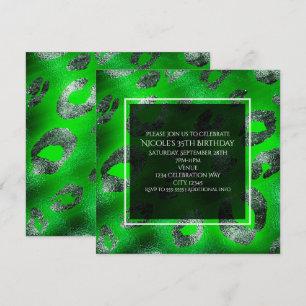 Invitation Carton d'invitation de fête à motif léopard argent