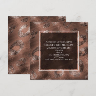 Invitation Carton d'invitation de fête à motif léopard bronze