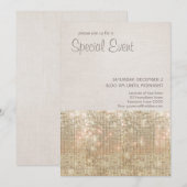 Invitation Carton d'invitation de fête à paillettes dorées sc (Devant / Derrière)