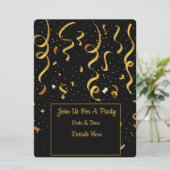 Invitation Carton d'invitation de fête avec confettis dorés  (Debout devant)