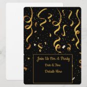 Invitation Carton d'invitation de fête avec confettis dorés  (Devant / Derrière)