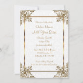 Invitation Carton d'invitation de fête Blanc Damassé & Or pou (Dos)