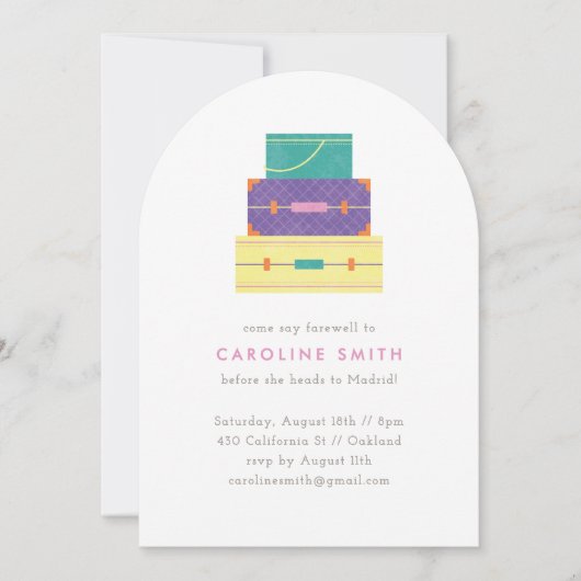 Invitation Carton d'invitation de fête d'adieu aux bagages ja (Devant)