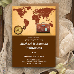 Invitation Carton d'invitation de fête d'adieu Vintage Brown