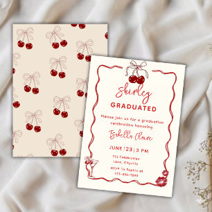 Invitation Carton d'invitation de fête de fin d'études Cherry